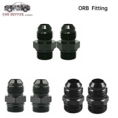 2PCS AN6 AN8 AN10 Flare to 6AN 8AN 10AN ORB Male O-Ring Fitting Adapter Black US