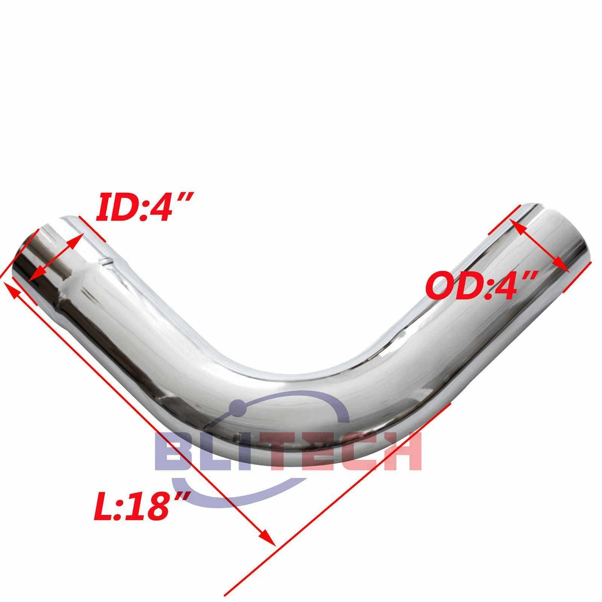CHROME 90 Degree 4 Inch Exhaust Elbow Pipe 4
