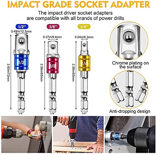 Flexible Drill Bit Extension & Universal Socket Wrench Tool Set 105 ...