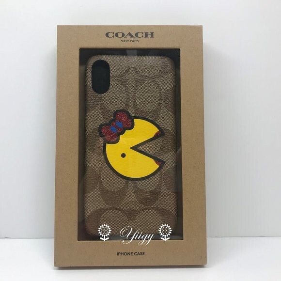 🐼💦 Coach F73706 🐼💦 iPhone X/XS Canvas Ms. Pac-Man Case Cover
