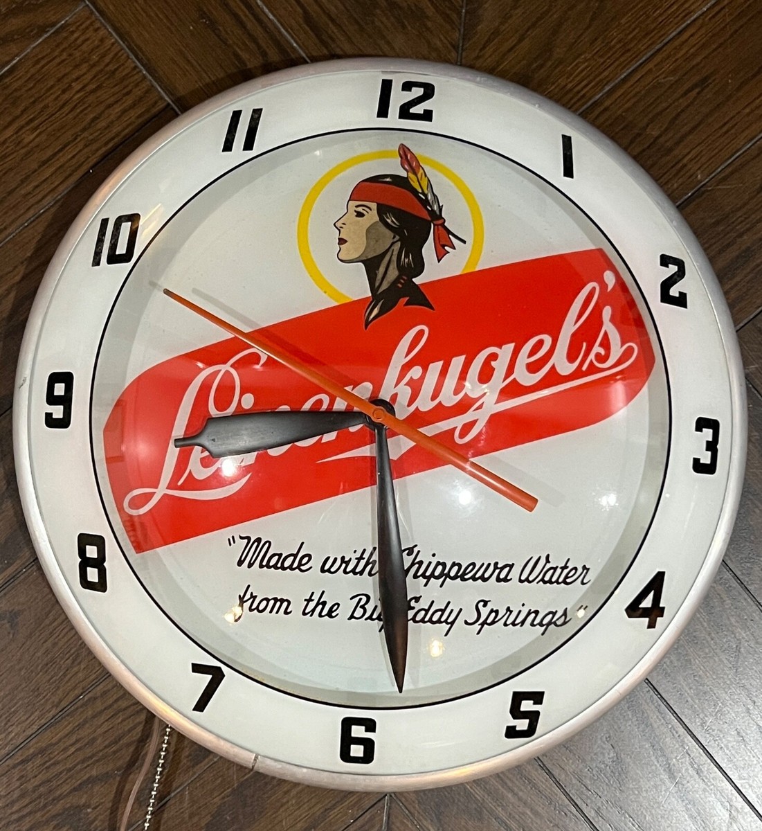 ローンスタービール　掛け時計 RARE 1950's Vintage LEINENKUGELS Beer GLASS Double Bubble
