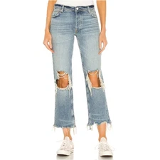Free People Maggie Mid Rise Straight Leg Jean Aged to Perfecion Size 25