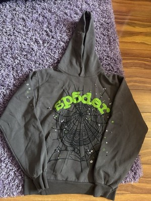 sp5der Gray Graphic Print Pullover Hoodie Men's XS