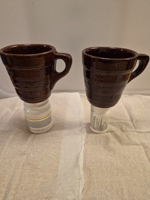 VTG Lot 2 MARCREST Daisy Dot Brown Stoneware Coffee Mugs 3.5'' USA