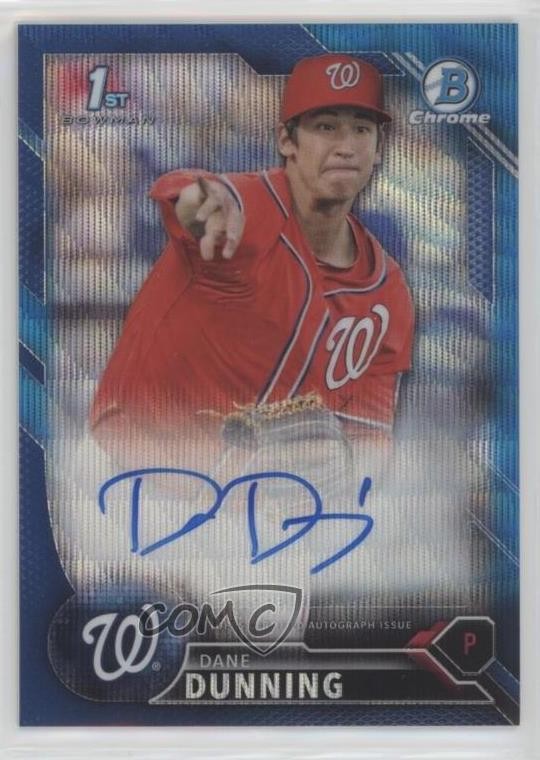 2016 Bowman Draft Chrome Pick Blue Wave Refractor 107/150 Dane Dunning Auto qf6