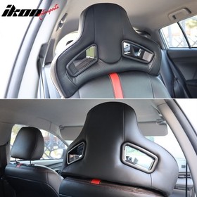 Pair Seat Headrest CFL BK PU Rod Dia 14mm Space 140mm For Civic/BMW 3 Serise