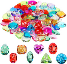 Toy Gems, 100 Pieces Gemstones for Kids Pirate Treasure Jewels Fake Acrylic Gems