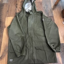 Helly Hansen Jacket Mens L Green Hooded Workw...