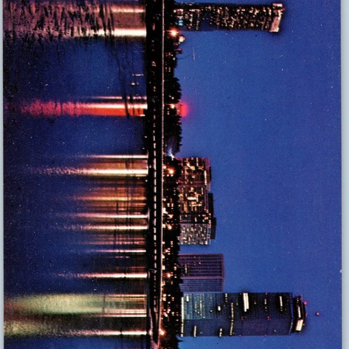 c1970s Boston, MA Back Bay Skyline Night Charles River Oversized 8.25" PC Vintage 8P