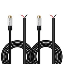 2 PCS RCA Female To Male Bare Wire Speaker Adapter Cable 20AWG 6 FT