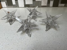 4 Glass Star Candle Holders 2.5"h 9 Point