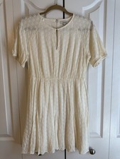 Madewell Woman’s Ivory White Flower Eyelet Mini Dress Size 2 Puff Sleeve