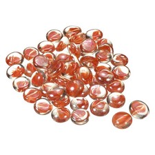 Decorative Flat Glass Marbles 17-19mm Rock Vase Filler Petal Orange, 50 Pcs