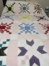 Vintage 30 s Quilt 88 X 76, Feed Sack On Entire Back Side