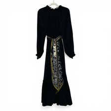 Zimmermann Black Celestial Tiered Maxi Silk Scarf Belt Dress Size 3