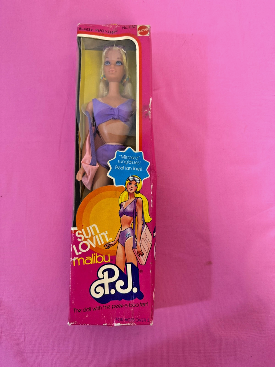 Vintage 1976 Barbie Sun Lovin Malibu PJ#1187 Peek-A-Boo Tan Box