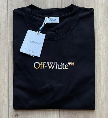 2XL Off-White Men's Black Cotton New T-Shirt Relaxed Fit