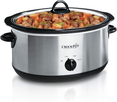 7 Qt Oval Manual Slow Cooker Stainless Steel Versatile Cookware for Entertaining