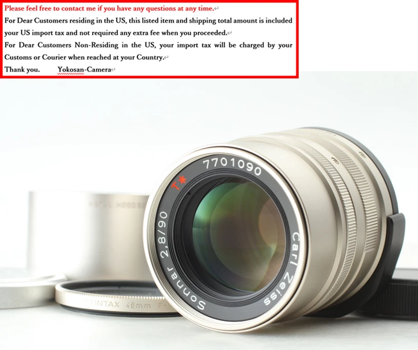 [как новый с фильтром] Капюшон Contax Carl Zeiss Sonnar T* 90 мм F2.8 для G1 G2 из ЯПОНИИ - Изображение 3 из 4