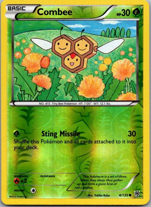 Combee 4/135 Common Plasma Storm Pokemon Reverse Holo Lightly Played