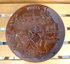 Vintage Brown FRANKOMA Texas State Souvenir Plate ~ 8 1/4"