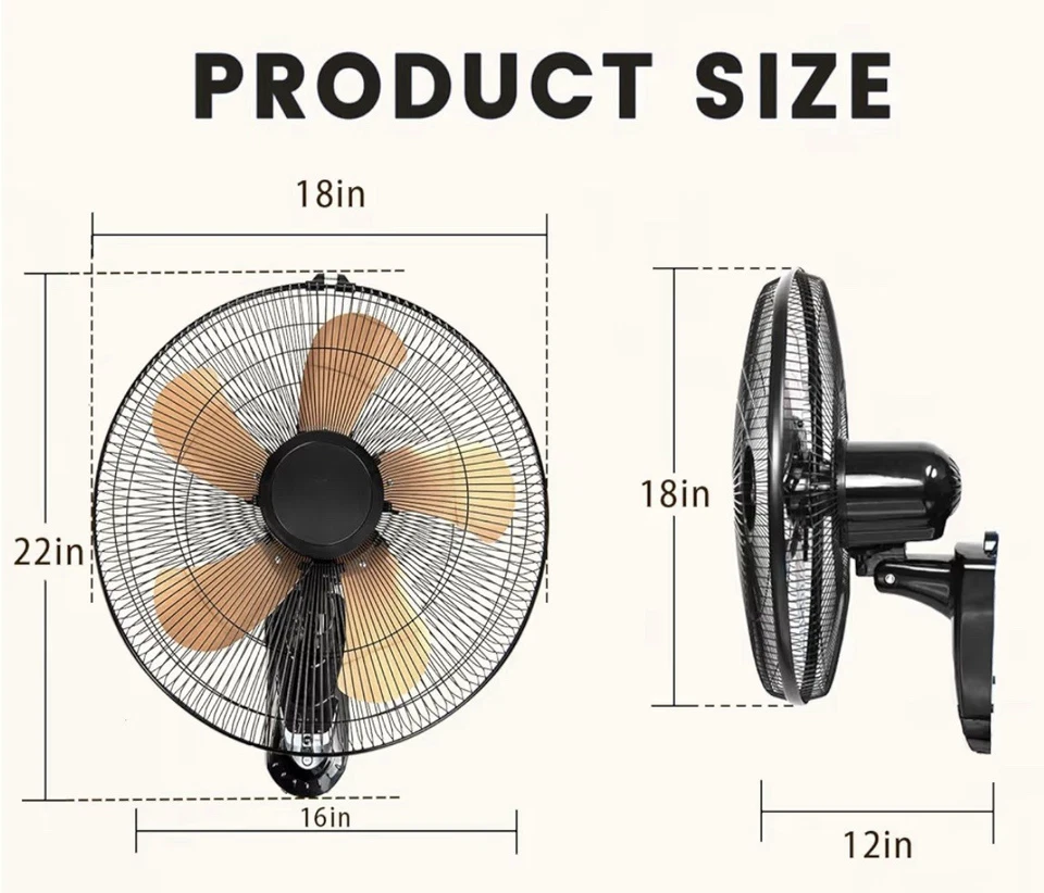 18” Wall Mount Oscillating Fan with Remote Control, 3 Speeds, Adjustable Tilt - Image 2 of 4