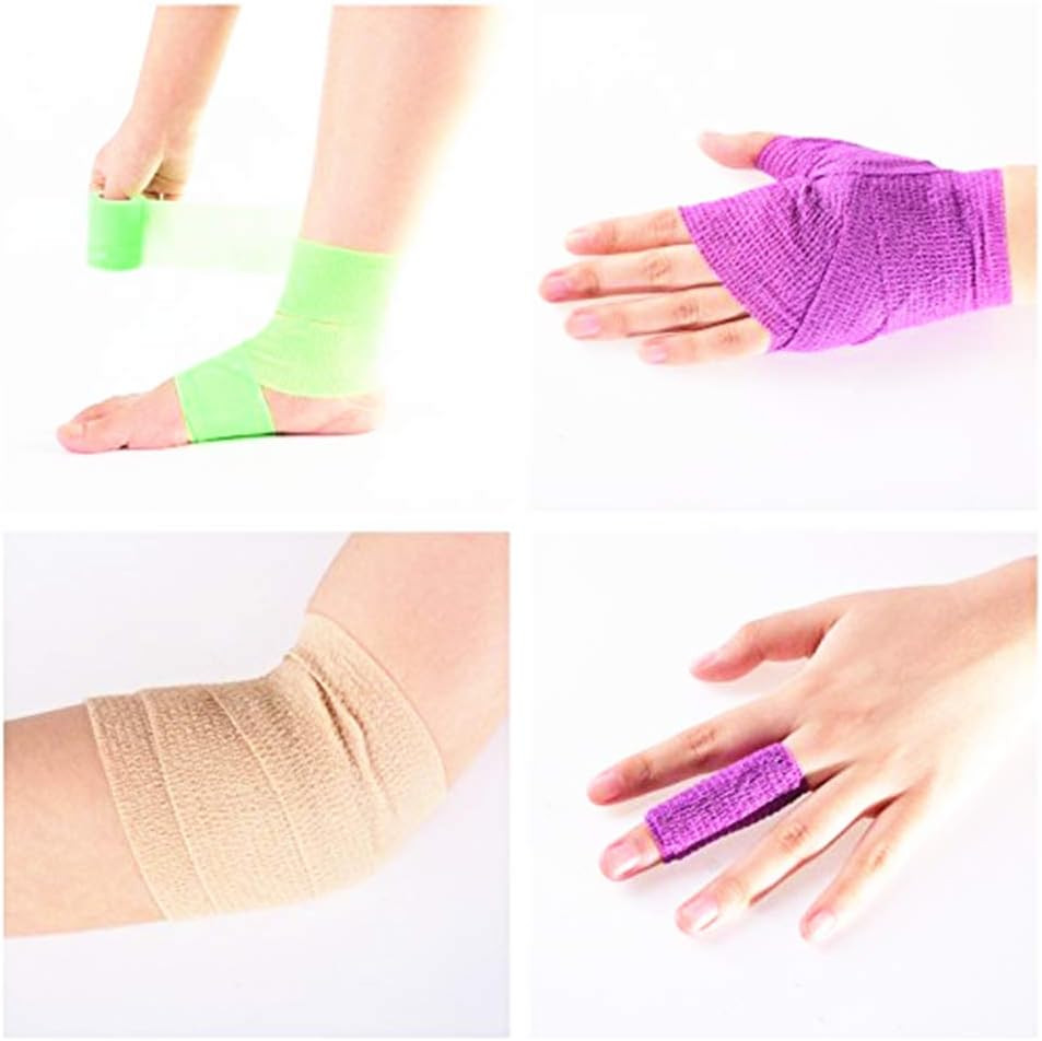 Self-Adhesive Elastic Wrap Bandage Tape(2 Inches X 5 Yards, Pack of 12) (Assorte