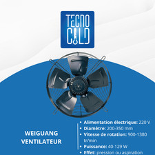 VENTILATEUR AXIAL AVEC HÉLICE D'ASPIRATION POUR RÉFRIGÉRATION INDUSTRIEL 200-350