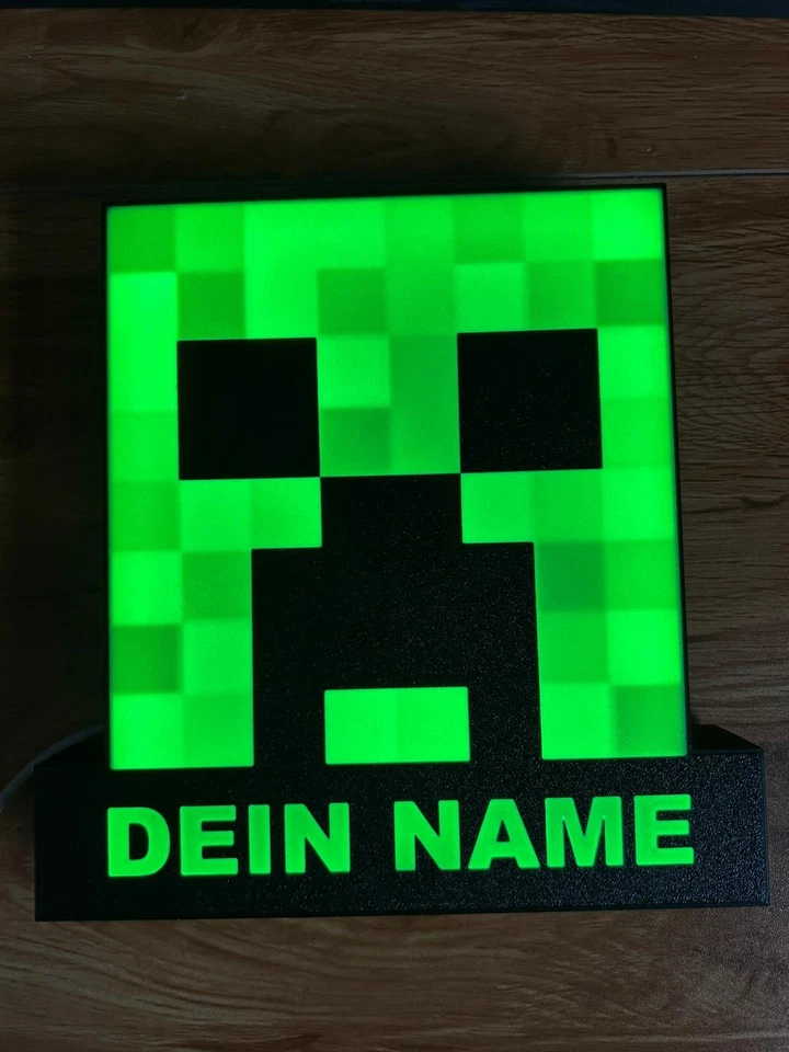 Minecraft LED Leuchtkasten personalisiert mit Name & USB | Creeper Nachtlicht - Bild 4 von 4