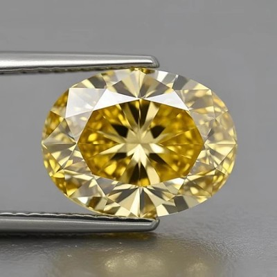 4 Crt Fancy Yellow Oval Cut Exclusive Diamond - Bright & Brillant
