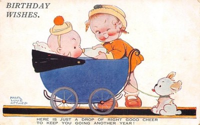 POSTCARD  CHILDREN   BIRTHDAY WISHES DROP OF GOOD CHEER  MABEL LUCIE ATTWELL
