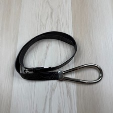 Vintage Nanni Milano Mens Black Leather Large Metal Loop Western Belt Size 90/36