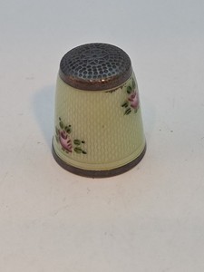 Vintage Sterling Silver Guilloche Enamel Thimble Germany
