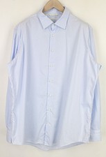 Suitsupply Men's Shirt 47/18.5 Blue Slim Fit Striped Pure Cotton Formal