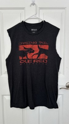 Ole Red Men's XL Black T-Shirt Sleeveless Crew Neck Graphic Dog Funny Jersey