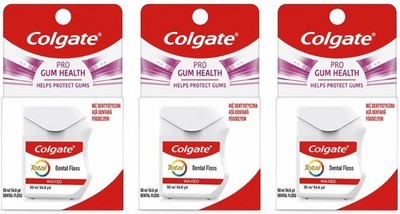 3x Colgate Total Pro Gum Health Dental Floss 50m Oral Care Hygiene Pack Set