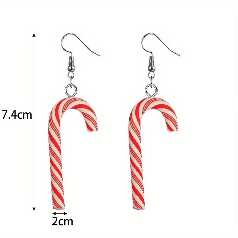 Women's Fashion Acrylic Earrings Rainbow Cane Pendant Earrings Christmas Gift - Image 4 of 4