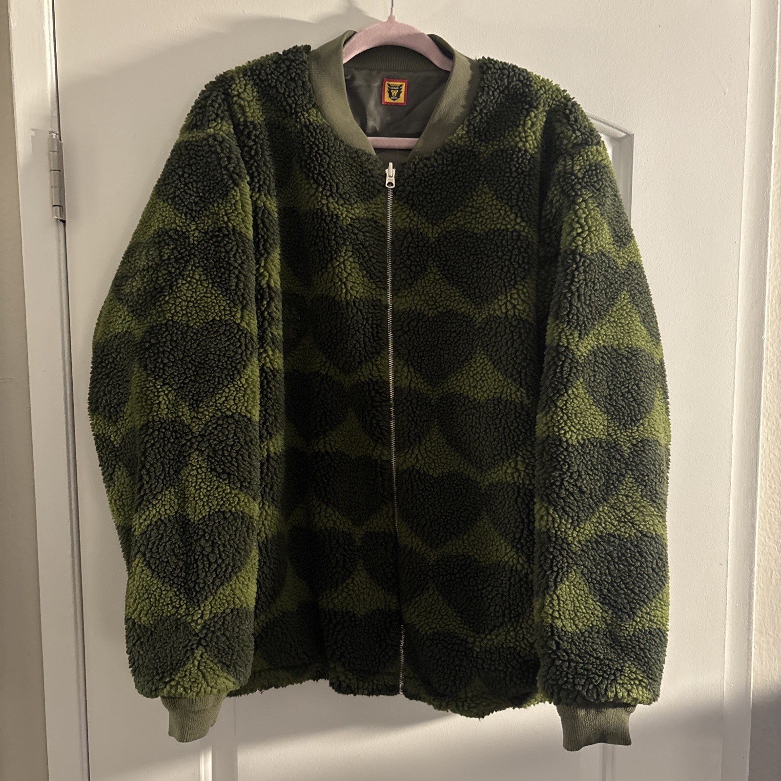 HUMAN MADE Reversible Fleece Jacket Full Zip Heart Print Green Bomber XL