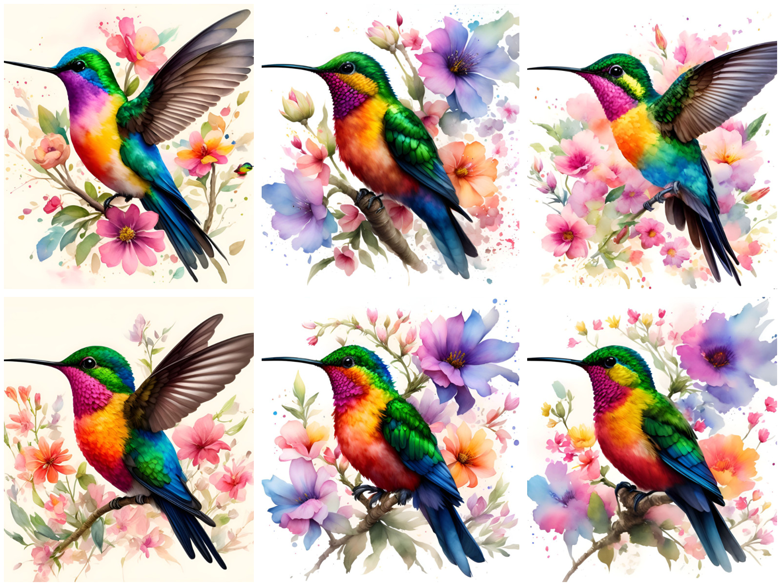 Set of 6 Hummingbird Square MDF Coasters