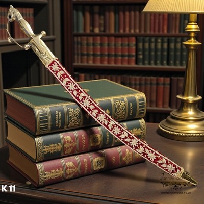 Roter Punjabi Stil verzierter Schwerthalter Kirpan. Ideal für Hochzeiten oder Display