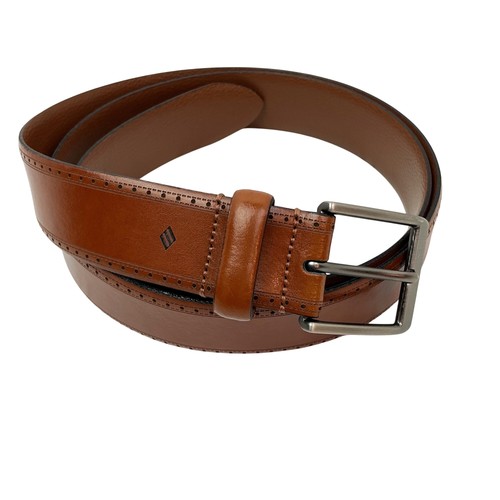 Joseph Aboud Handcrafted Italian Leather Belt With Perforated Detailing & Metal