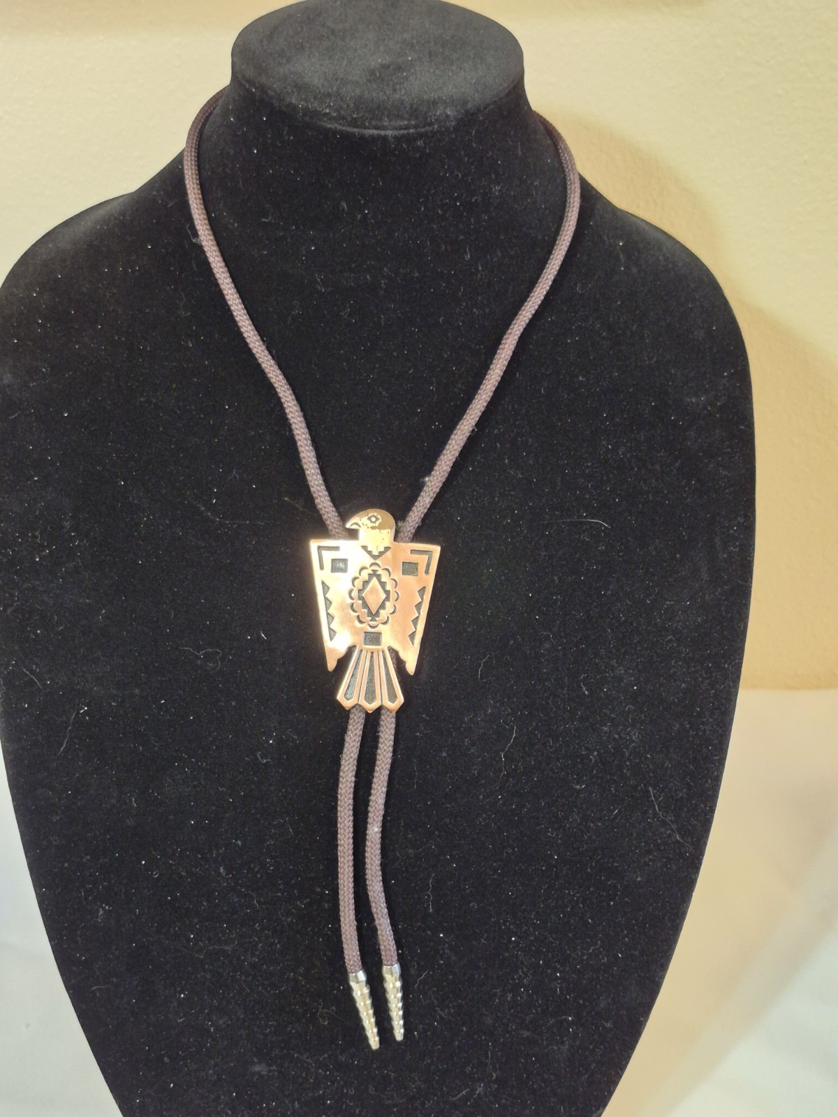 Solid Copper Thunderbird Bolo Tie Pendant Bell Tr… - image 2