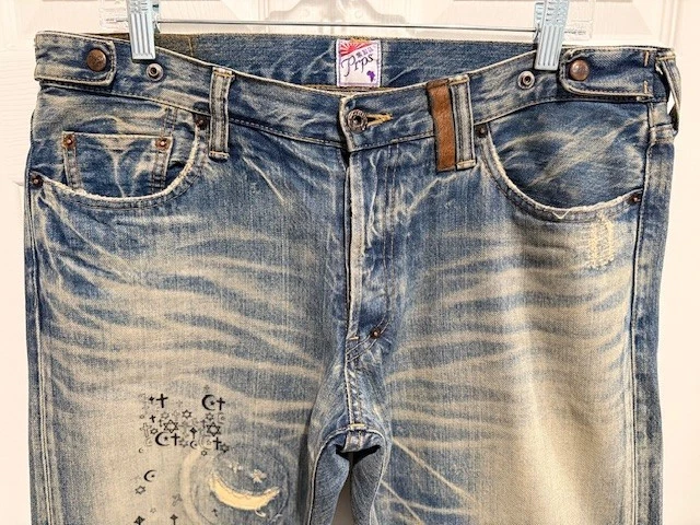 EXTREMELY RARE!!!! $879 PRPS JAPAN P45P35X BARRACUDA CO-EXISIT JEANS 34 W36X34L - Image 3 of 4