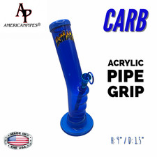 INHALE®️ 1.5"x8" GRIP ACRYLIC HOOKAH WATER PIPE WITH THUMB CARB MADE IN THE USA