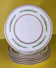Set Of 6 Mintons Salad Plates Green Laurel Leaf S136 7 5/8" Pattern 5136 Brown