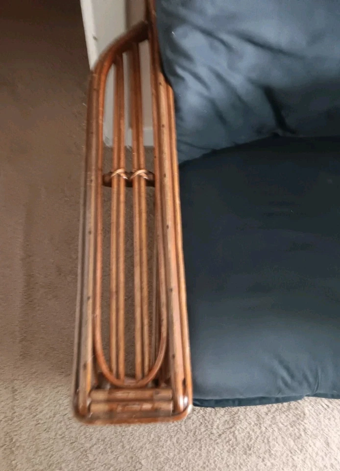 Conjunto de 2 cadeiras antigas de vime de vime ARM - Imagem 3 de 4