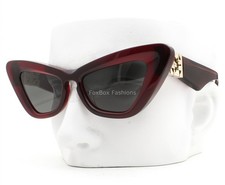 Burberry Sunglasses B4421U 4128/87 Crystal Bordeaux Red Pale Gold Logo with Case
