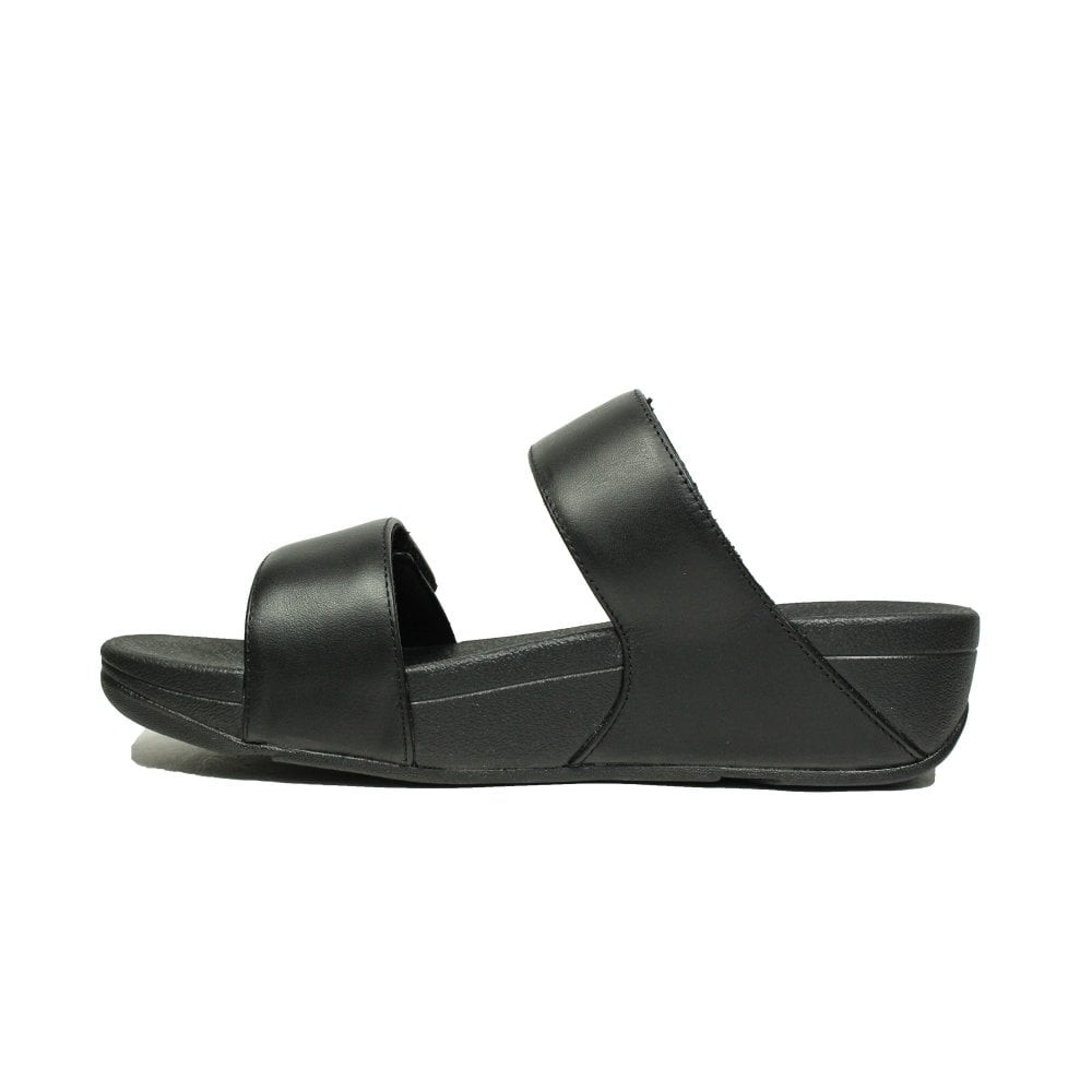Fitflop Lulu Adjustable Slides All Black Leather Women's Sandals image 2