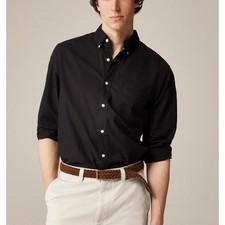 J.Crew Broken-In Garment-Dyed Organic Cotton Oxford Shirt Mens M Black Button Up