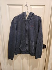 Hollister Large Sherpa Lined Hoodie Gray Zip Up Sweatshirt Soft Warm Jacket